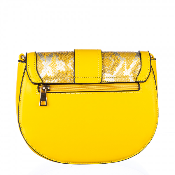 Γυναικεία τσάντα Glam Κίτρινη οικολογικό δέρμα, 4 - Kalapod.gr
